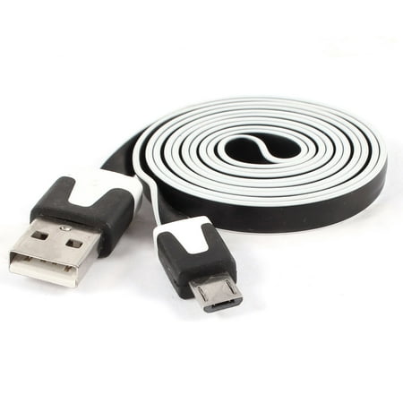 Flat Top Roof - Unique Bargains USB A to Micro 5Pin M/M Data Charger White Edge Flat Cable Black 1M Long