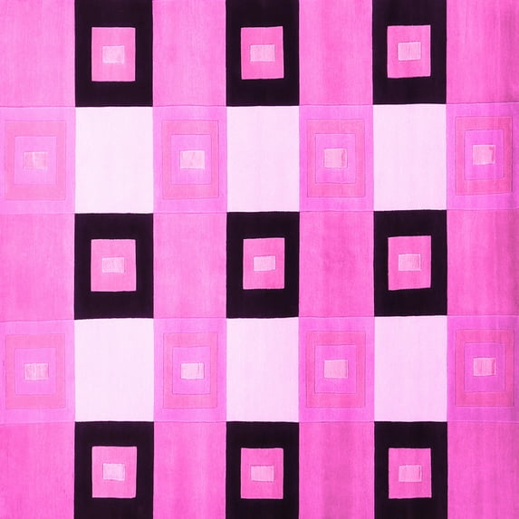 Ahgly Company Indoor Square Checkered Pink Modern Area Rugs, 7' Square