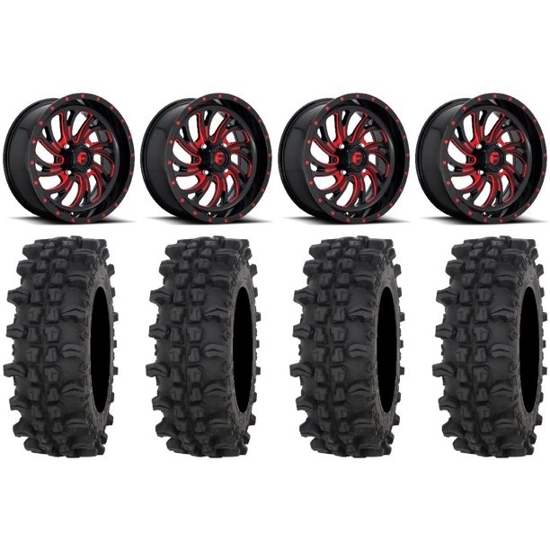 Fuel Kompressor Red 20" Wheels 33" ACP Tires CanAm Commander Maverick
