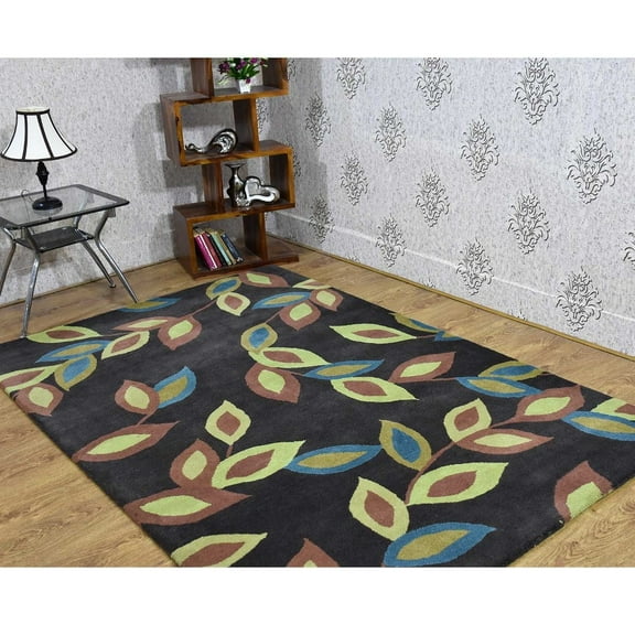 Rugsotic Carpets Hand Tufted Wool Eco-Friendly Area Rugs - 5'x7'6'', Rectangle, Multicolor, Modern Contemporary Design, High Pile Handmade Anti Skid Rugs for Living Room, Bed Room (K03138)