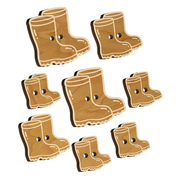 Rubber Rain Boots Wood Buttons for Crochet Knitting Sewing DIY Craft - Various Sizes (8pcs)