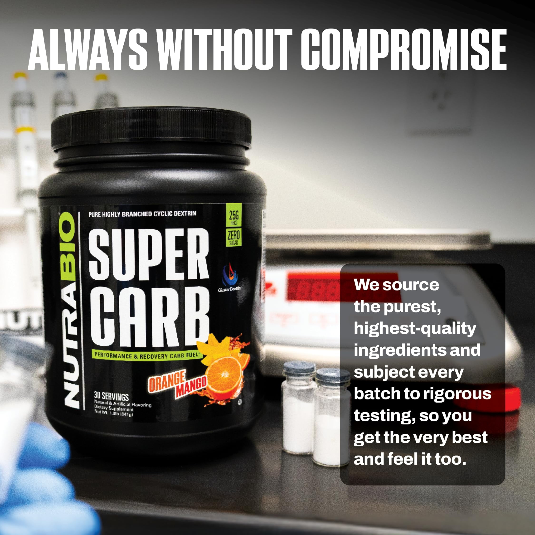 NutraBio Super Carb - Complex Carbohydrate Supplement Powder - Cluster Dextrin and Electrolytes for Performance Enhancement & Muscle Recovery - Orange Mango, 30 Servings
