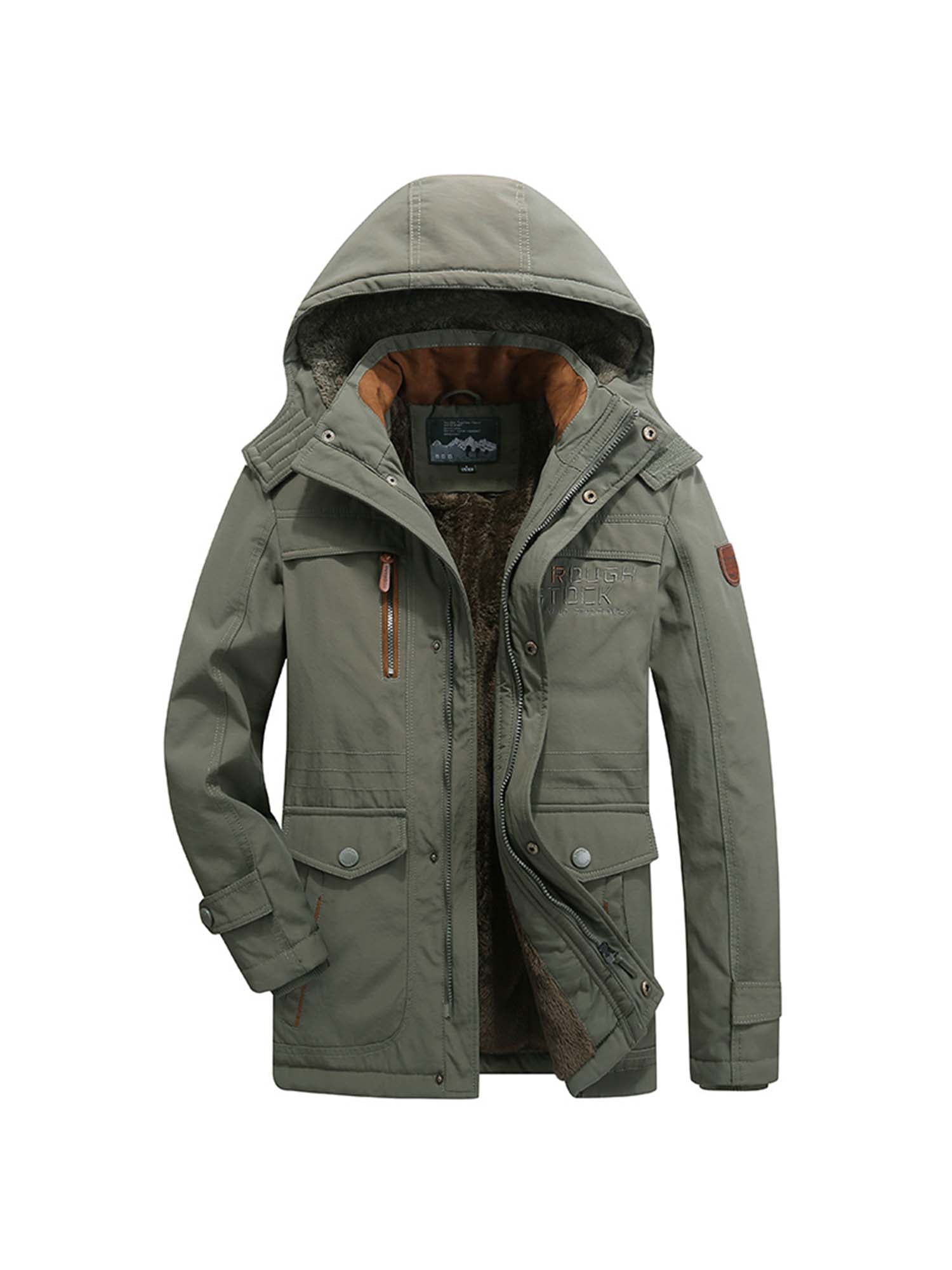 DOWNJAKE - Men's Winter Warm Faux Fur Lined Coat With Detachable Hood ...