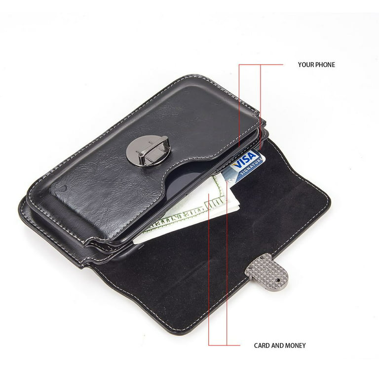 Horizontal Dual Phone Holster Pouch Case For Two Phones, Nylon Double Decker