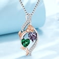 thumbnail image 4 of Taioiat Double Birthstone Necklaces for Women 18K Gold Plated Birthstone Rose Flower Jewelry Anniversary Valentines Day Mother's Day Birthday Gifts for Her Wife Girlfriend Mom, 4 of 7