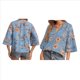 thumbnail image 3 of Camiseta de Verano para Mujer, Elegante, Informal, con Mangas 3/4, Cuello en V, Estilo Étnico Bohemio y Estampado Acampanado. Azul XXL, 3 of 7