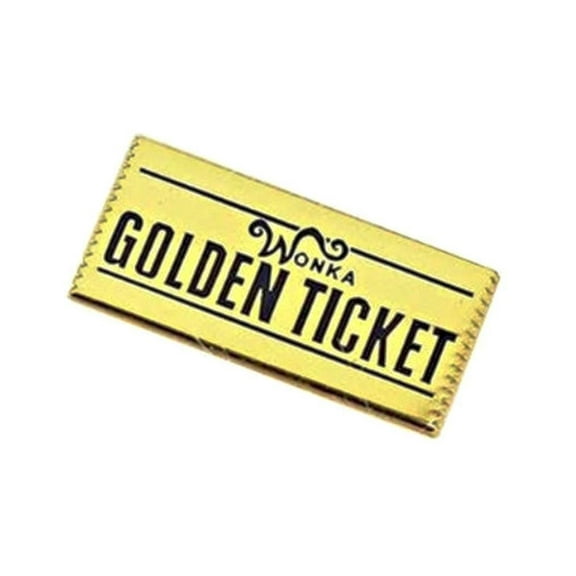 Willy Wonka Golden Ticket 1 Inch Wide Enamel Metal Pin