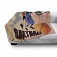 thumbnail image 3 of Basketball Soft Flannel Fleece Blanket, Basketball Action Players on Abstract Background Classical Poster Style Print, Cozy Plush for Indoor and Outdoor Use, 60" x 80", Orange Black, by Ambesonne, 3 of 6