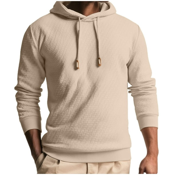 pstuiky camisas de manga larga para hombre, Blusa de manga larga con capucha y cordón de color liso para hombre Tops casuales para hombres xl