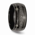 thumbnail image 4 of Grey Titanium Ring Band Wedding Black Ti Domed with Laser Pattern 10mm Polished, 4 of 6