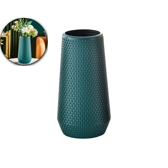 Dvruxg Plastic Decorative Vase – 10" Imitation Porcelain Flower Vase for Dry & Fresh Flowers – Modern Home Decor Accent for Living Room, Table Centerpiece, Wedding, or Festival