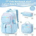 thumbnail image 2 of 3 PCS Kids School Backpack Set with Lunch Box & Pencil Case Set, Cute Travel Bookbag School Bag for Student Toddler Kids Teens, Blue, 2 of 7