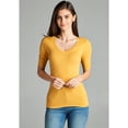 thumbnail image 2 of Emmalise Women's Slim Athletic Fit Vneck Tshirt Half Sleeves Top Jr Size (New Yellow, Large), 2 of 4