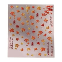 Nail Accessories 5D Embossed Maple Leaves Nail Stickers for Thanksgiving Day Fall Nail Decals Self- Gold Leaf Decorations