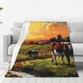 thumbnail image 1 of Balery Oil Painting Style Pasture Cow Manta de Felpa Suave y Acogedora – Cobija de Franela Aterciopelada para Cama, Lavable y Cálida para Sofá, Mascotas, Transpirable-60"x50", 1 of 7