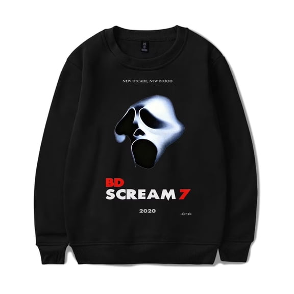 Scream 7 Inspired Print Merch Sweatshirt – Unisex Crewneck Long Sleeve Pullover , Casual Streetwear Top for Movie Fans