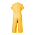 thumbnail image 6 of TOUMENY Spring Fall Jumpsuits for Women Wide Leg V Neck Button Front Jumpsuit Casual Loose Vacation Travel Lounge Romper Yellow L, 6 of 7