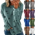 thumbnail image 3 of Women's Pullover Casual Star Printed Sweatshirt Crewneck Shirts Loose Long Sleeve Pullover Tops Shirts, 3 of 3
