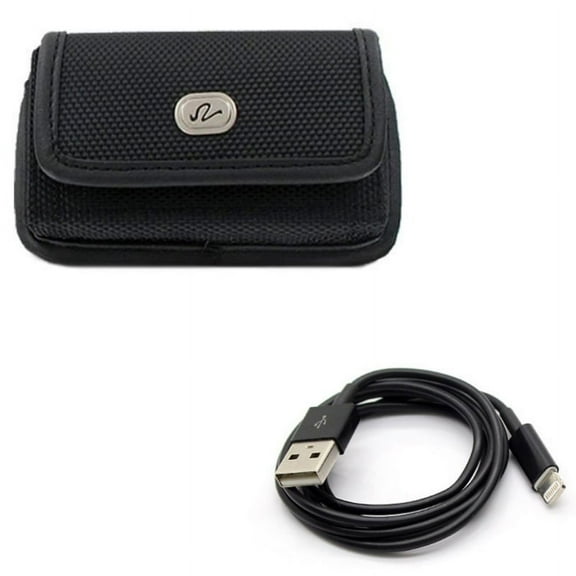 Case Belt Clip w USB Cable for iPhone 8/7/6S/6 - Rugged Holster Canvas Cover Pouch, Charger Cord Power Wire Sync Fast Charge for iPhone 8/7/6S/6 Models