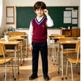 thumbnail image 5 of KAUOD School Uniform Sweaters for Boy Girl Striped V Neck Sweater Vest Y2K Sleeveless Cute Knitted Top Back to School Pullover, 5 of 6