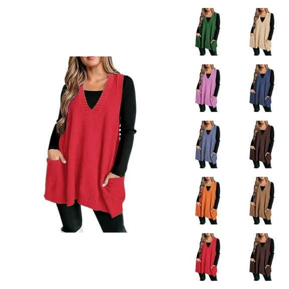 Women's Sweater Vests for Fall Fashion Business Casual Work Clothes Women's Sweater Vest V Neck Pullover Knitwear Tank Top Trendy Sleeveless Sweater