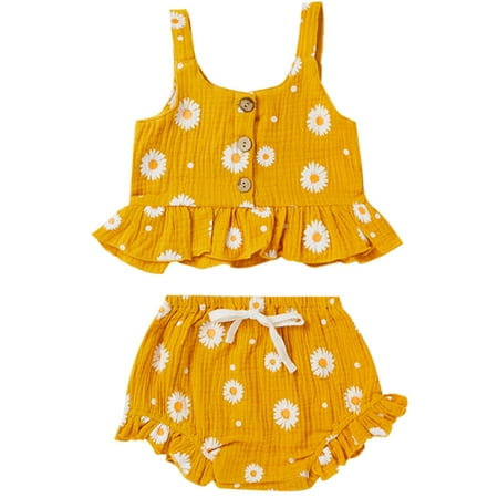 

Dewadbow Kids Toddler Baby Girl Crop Top Shorts Floral Summer Outfits Set