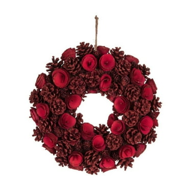 Transpac Foam 14 in. Multicolor Christmas Rosette Glitzy Wreath