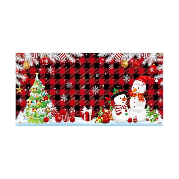 Christmas Garage Door Banner Decorations, Large Christmas Tree Plaid Garage Door Cover, Winter Photo Backdrop Banner for Holiday Outdoor Wall Party Background,71X189In (Large)