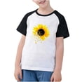thumbnail image 3 of Feancey T-Shirts Graphiques d'Été pour Garçons, Décontractés, à Imprimé Tournesol, Col Ras du Cou, Hauts Raglan à Manches Courtes, T-Shirts Amples pour Enfants Filles Bébé, Soldes des Fêtes Aujourd'hui, Noir, 3 Ans, 3 of 10