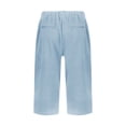 thumbnail image 6 of Bermuda Shorts for Women Linen Capri Pants Knee Length Drawstring Cropped Pants Summer Beach Vacation Long Shorts Sky Blue S, 6 of 6