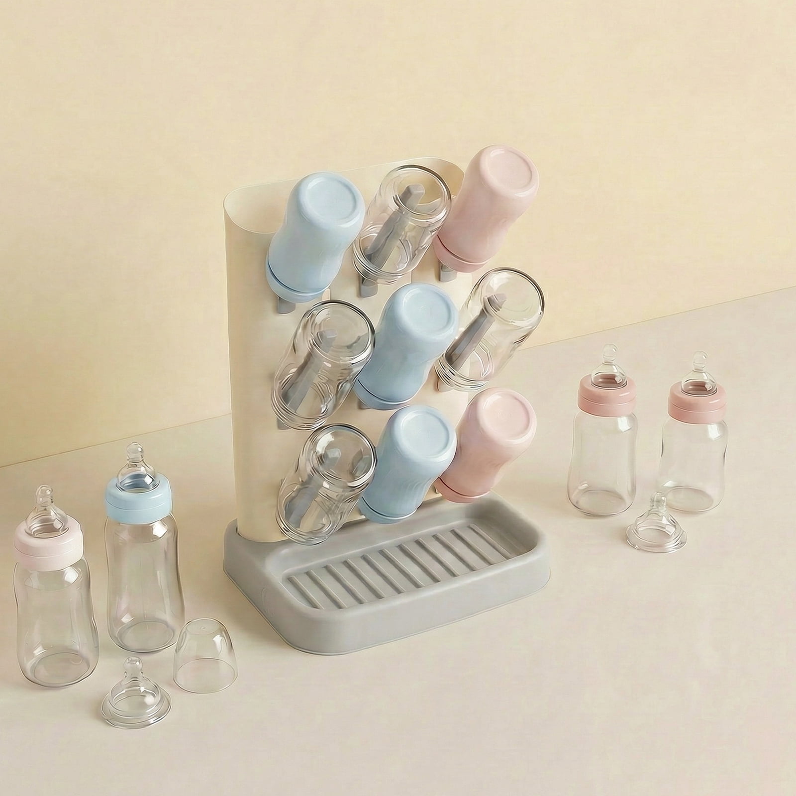 Bottle Drying Rack with 20 Hooks Space Saving Kitchen Bottles Rack Dryer Vertical Bottle Holder Organizer for Countertop Storage Accessories