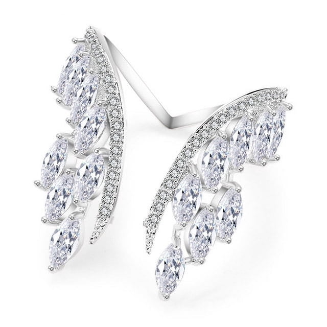 Anillo de apertura con alas de ángel creativo para mujer, exquisito anillo de circonita 3A con microincrustaciones