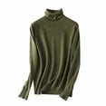 thumbnail image 3 of Zedker Oversized Turtleneck Sweaters For Women Long Sleeve Chunky Knit Pullover Tops Basic Thermal Shirts Winter Clothes Green S, 3 of 8