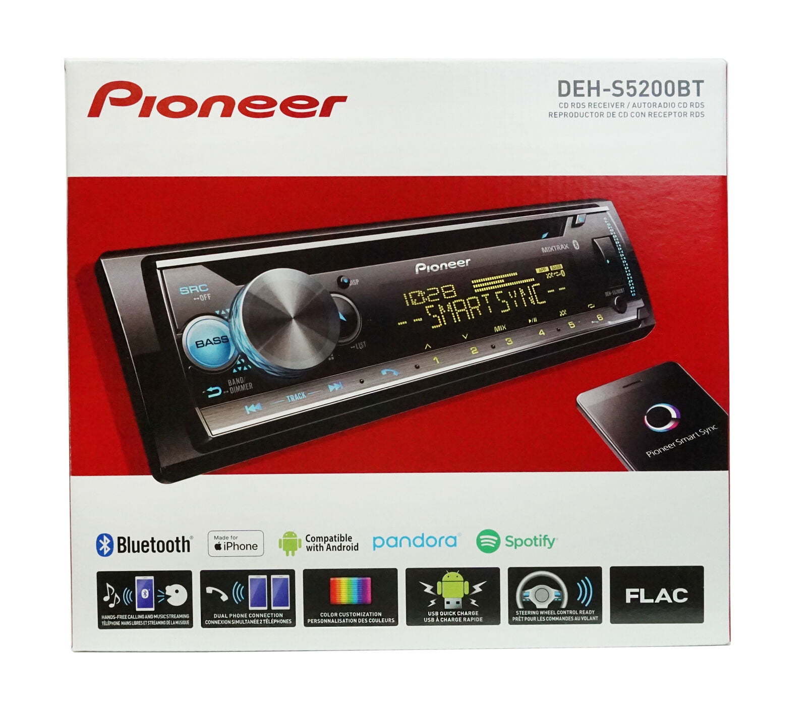 Pioneer DEHS5200BT 1DIN InDash CD Player w/ Bluetooth & Smart Sync