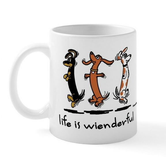 CafePress - Life Is Wienderful Mug - 11 oz Ceramic Mug - Novelty Coffee Tea Cup