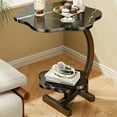 thumbnail image 3 of 2 Layers Flower Shape Marble Texture Small C-Shaped Side Table,Snack Side Table, End Table for Sofa Side Table,Bedside Table for Living Room Kitchen Garden Bedroom, 3 of 6