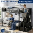 thumbnail image 2 of Miniyam Twin over Twin Bunk Bed with Storage Stairs and 6 Drawers, Black, 2 of 11