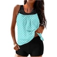 thumbnail image 2 of Women's Tankini Swimsuit Scoop Neck Solid Blue Loose Flowy Top with Boyshorts High Waisted Loose Fit Adjustable Strap Beach Bathing Suit, 2 of 4