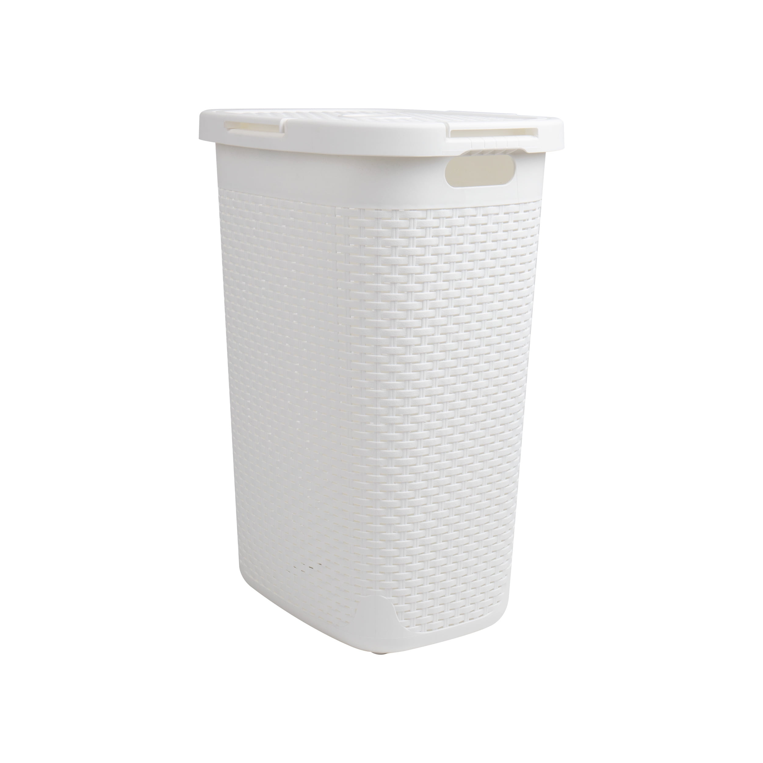 Mind Reader 60L Slim Laundry Hamper Clothes Basket, Lid, Plastic, 17.65"L x 13.75"W x 24.15"H, White