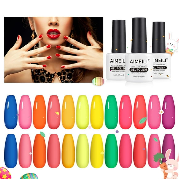 Esmalte de uñas AIMEILI en gel, 12 colores, vegano, sin hemia