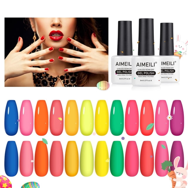 Esmalte de uñas AIMEILI en gel, 12 colores, vegano, sin hemia