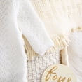 thumbnail image 5 of Pandaie Newborn Baby Girl Fall Winter Clothes Outfit Ruffle Romper Cute Ribbed Knit Jumpsuit with Headband White,NB, 5 of 7