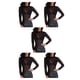 thumbnail image 3 of Camiseta básica para mujer Minnieouse Sexy de manga larga elástica cuello redondo Negro METRO 5piezas, 3 of 4