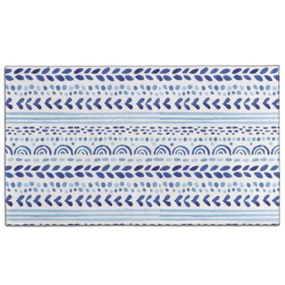Blue Striped Geometric Pattern Door Rugs,Washable Non Slip Door Mats Indoor,Decorative Door Mats,Entry Mat Indoor for Entrance,Bedroom,Kitchen,Bathroom,17"x30"