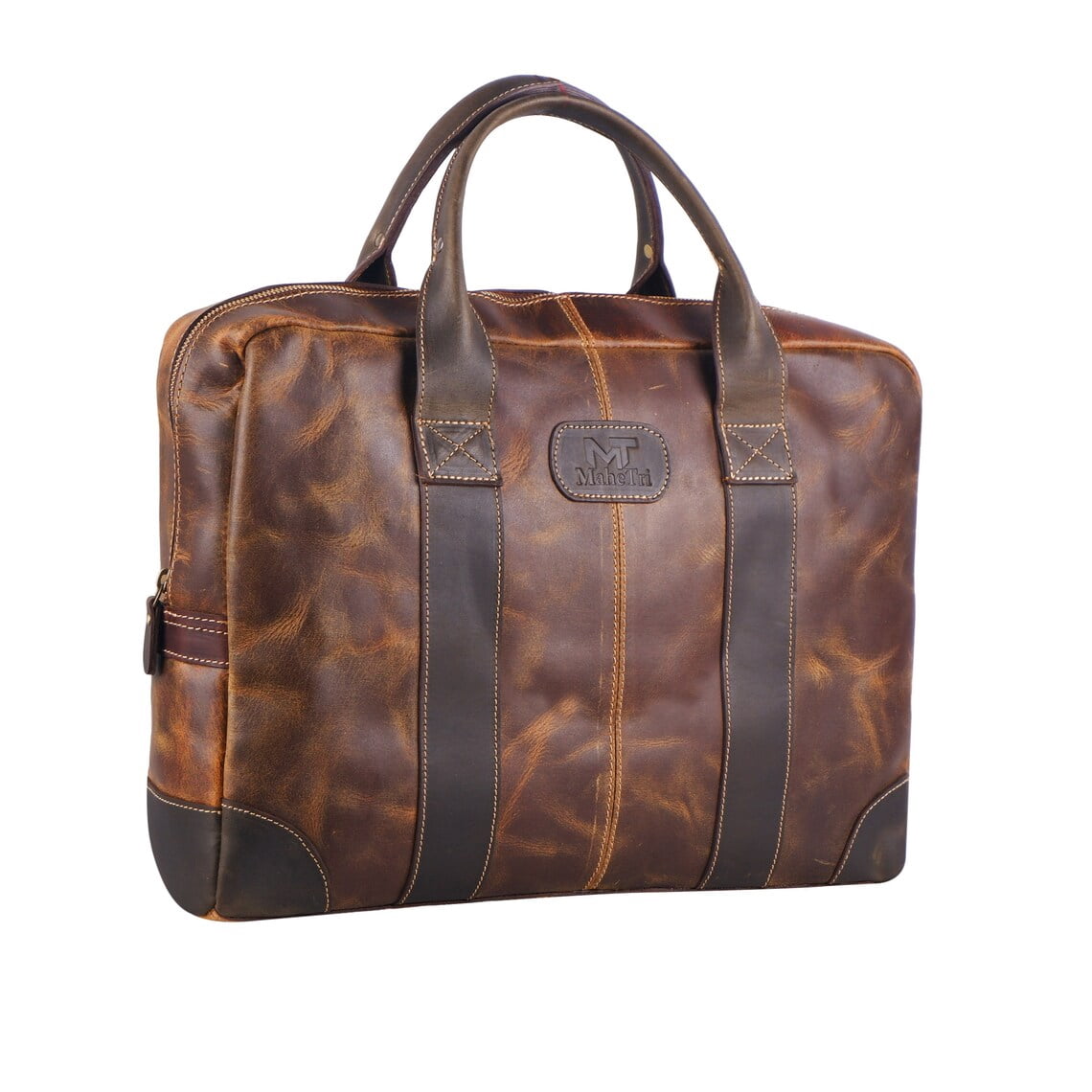 Leather Messenger Bag 16" Laptop Briefcase, Brown Handbag Best Gift for Men