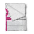 thumbnail image 2 of Nautical Soft Flannel Fleece Blanket, Anchor Motif Antiqued Rustic Striped Wooden Planks Sea Lover Ocean Theme, Cozy Plush for Indoor and Outdoor Use, 70" x 90", Pink and Off White, by Ambesonne, 2 of 5