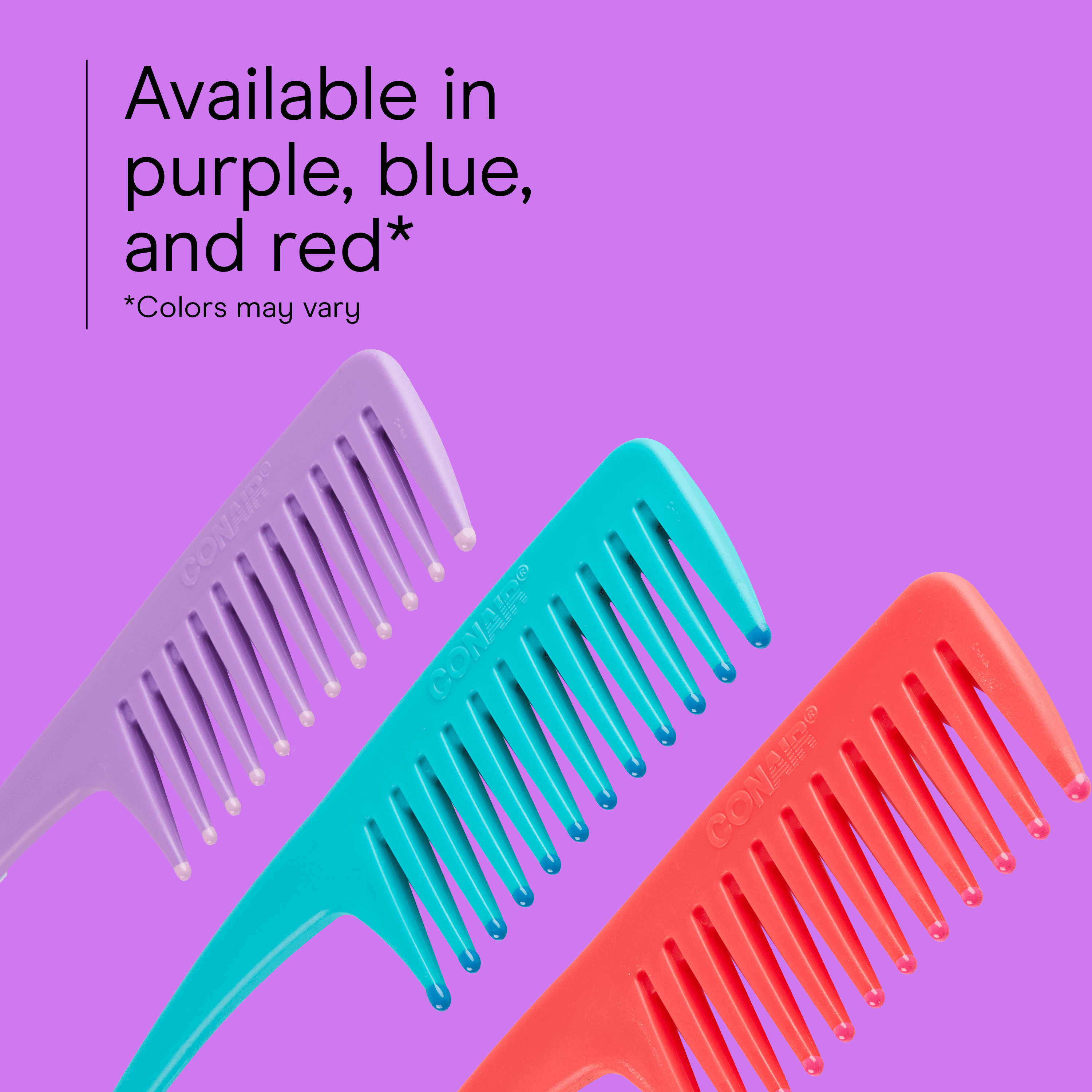 (3 pack) Conair Wide-Tooth Shower Comb with Hook Handle, Detangles & Distributes Conditioner