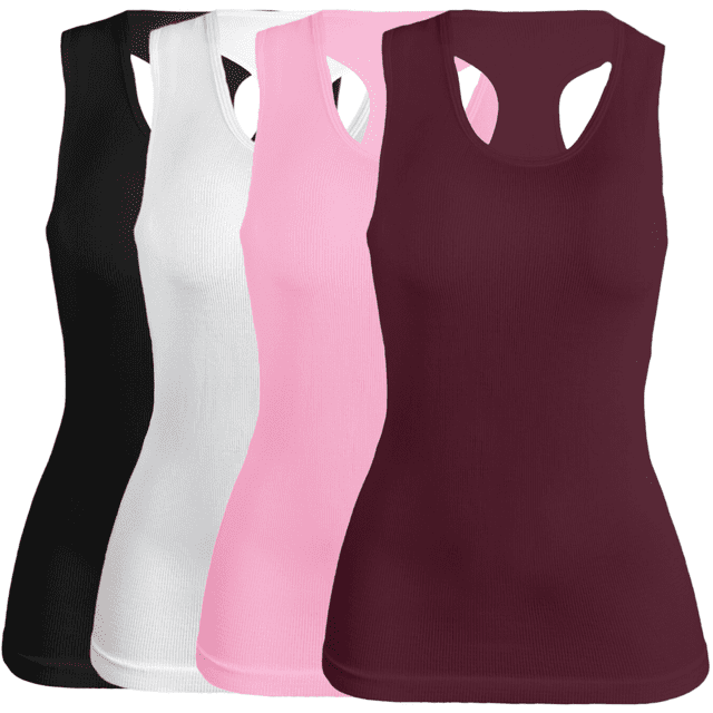 SET DE 4 BLUSAS UNITALLA CAMISETA PARA DAMA SURTIDO EN COLOR SIN MANGAS