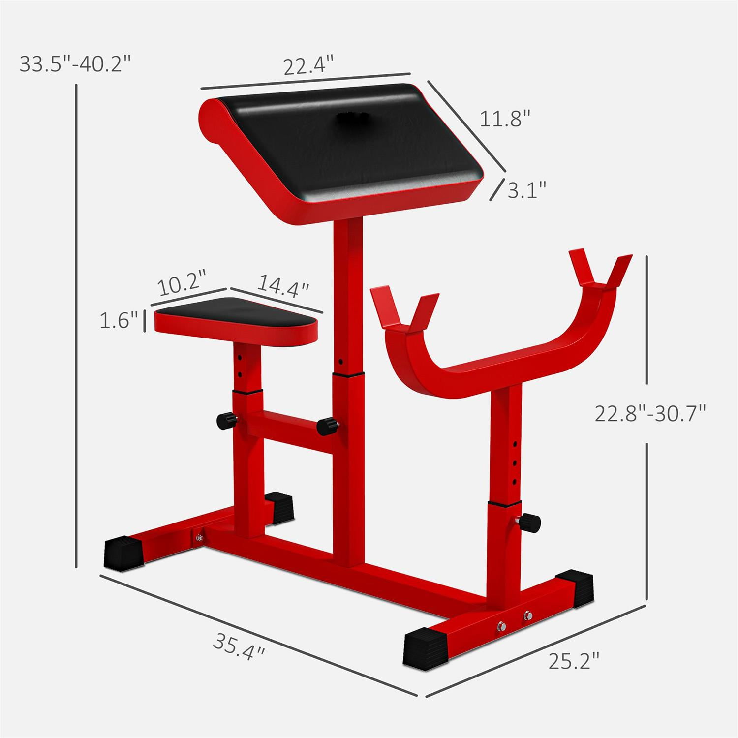 Demifill Preacher Curl Bench - Red, 265 LBS Capacity, Adjustable Seated Arm Isolated Barbell Dumbbell Bicep Strength Training Station