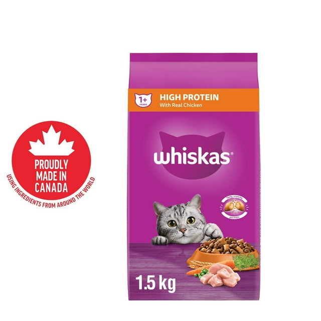 WHISKAS Adult Dry Cat Food, High Protein, Real Chicken Flavour